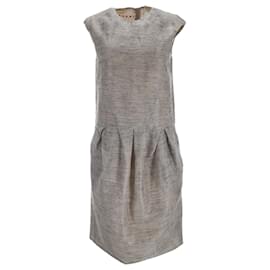 Vestido midi plisado sin mangas Marni en mohair gris