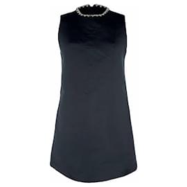 Minivestido Area con escote adornado y espalda de corazón en poliéster negro - Autre Marque