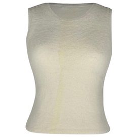 Ärmelloses Alice + Olivia Rundhals-Top aus Nylon in Elfenbein