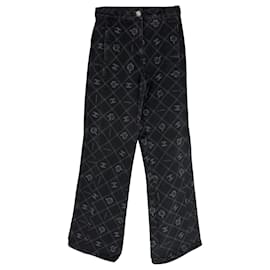 Jeans a gamba dritta con logo Chanel in cotone multicolore