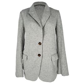 Blazer de botonadura sencilla Brunello Cucinelli en cachemira gris