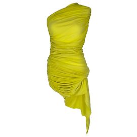Vestido maxi Second Skin fruncido en viscosa amarilla Alaïa