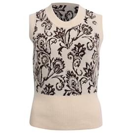 Chaleco de punto sin mangas con estampado paisley en lana beige Sandro Paris