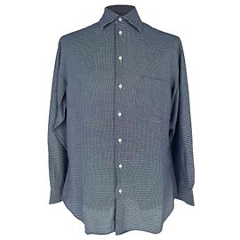 Camicia in tweed con bottoni Giorgio Armani Le Collezioni in cotone blu navy