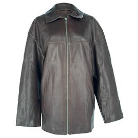 Autre Marque Chaqueta con cremallera Nour Hammour en piel de cordero marrón