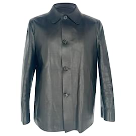  Prada Button-Down Jacket in Black Leather