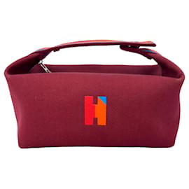 Borsa Hermès Small Toile Bride-A-Brac in tela bordeaux