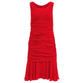 Vestido midi drapeado Dolce & Gabbana en seda roja
