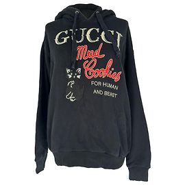 Gucci Mad Cookies Graphic Print Hoodie aus schwarzer Baumwolle