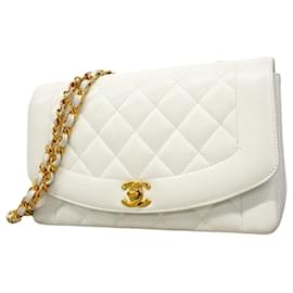 Borsa a tracolla Chanel Diana in pelle di vitello bianca