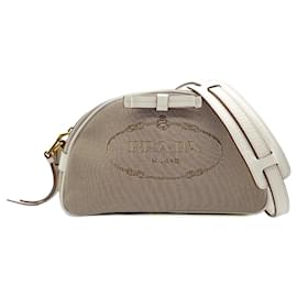 Borsa a tracolla in jacquard con logo Prada