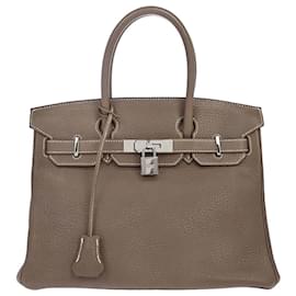 Hermes Birkin Etoupe Taurillon Clémence con Hardware Palladium 30 - Hermès