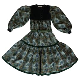 Vintage Saint Laurent Rive Gauche Maxikleid aus Samt und Seide mit Paisley-Print
