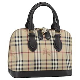 Borsa BURBERRY Nova Check in PVC e pelle beige con dettagli in tono oro Auth ka5443V
