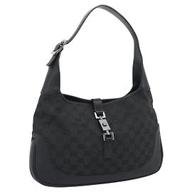 Borsa Jackie in tela GG GUCCI Nera Argento 204990 Auth 193049V