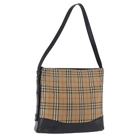 Borsa a tracolla Burberrys Nova Check in tela beige e oro Auth 193522