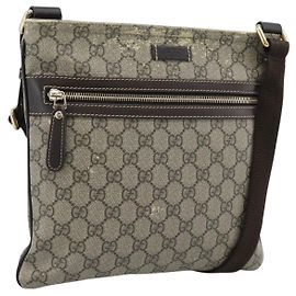 Bolsa de Ombro GUCCI GG Supreme PVC Bege Ouro 295257 Auth 193862