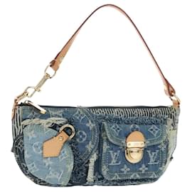 LOUIS VUITTON Monogram Denim Patchwork Pouchy Bag Blue M92382 LV Auth ki6696M