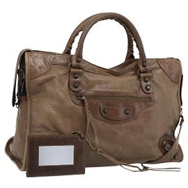 BALENCIAGA Borsa The City in pelle 2way Marrone 115748 Auth yk20644M