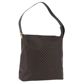 Céline Borsa a tracolla circolare CELINE in tela Macadam PVC Nero Oro Autentica am12198V
