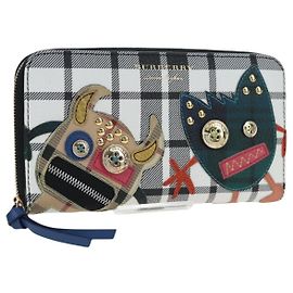 BURBERRY Christine Applique Round Wallet Leather Multicolor Gold Auth am12140V