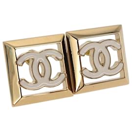 Orecchini CHANEL Metallo Tonalità Oro White CC Auth ar14117M - Chanel