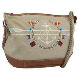 Borsa a Spalla GUCCI Tela Beige Argento 001 090 1130 Auth ep15290