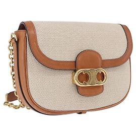 Céline Borsa a Spalla CELINE in Tela Beige con Catena Oro Auth ka5419V