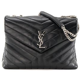 SAINT LAURENT - Borsa a tracolla Loulou Medium Saint Laurent in pelle liscia nera