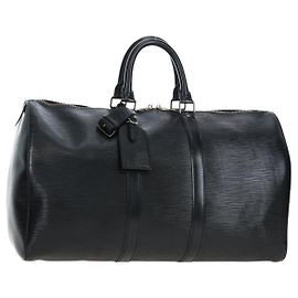 LOUIS VUITTON Epi Keepall 45 Boston Bag Black M42972 LV Auth 191863V
