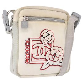 Borsa a tracolla CHANEL Sports Line Nylon Bianco Argento CC Autentica 194071