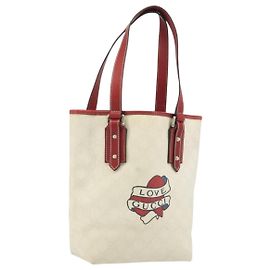 Borsa GUCCI GG Supreme in PVC e pelle Outlet Bianco Rosso 257250 Auth ep15469