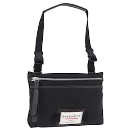 Borsa a Spalla GIVENCHY Nylon Nero Argento Auth ar14128A