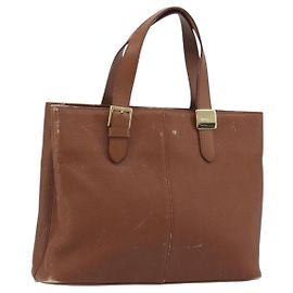 Borsa a mano Burberry in pelle marrone con dettagli in tono oro Auth ep15444