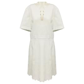 Abito in jacquard con bordi smerlati Bailey bianco Tory Burch
