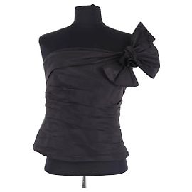 Top sin mangas de seda negro Ralph Lauren