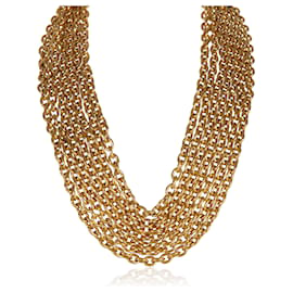 Chanel Goldplattierte Vintage Matelasse Multistrand-Halskette