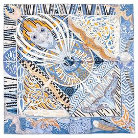 Carré 90 Hermès "Kawaora" in seta blu