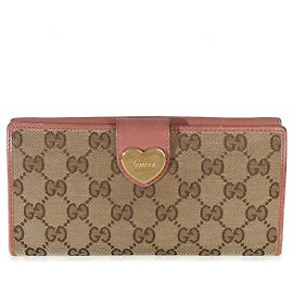 Portafoglio Continental Gucci Pink GG Supreme Canvas con Cuore