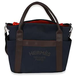 Beauty case The Grooming Bag in tela Bleu Navy Feu Hermès