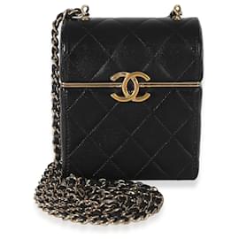 Petit sac Chanel Black Quilted Lambskin avec chaîne