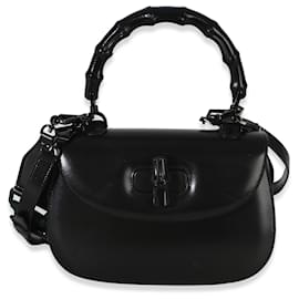 Borsa Gucci Dyana Lux Medium Bamboo 1947 con manico superiore monocromatica nera bordata