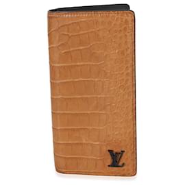 Portafoglio Louis Vuitton Brazza Monogram in alligatore color tan