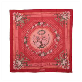 Hermès Carré 90 "JEUX DE PAILLE" Kaschmir-Seiden-Einstecktuch in Rot