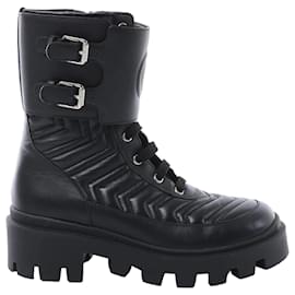 Botines de cuero Gucci GG Marmont en negro 628855, Talla EU 36.5