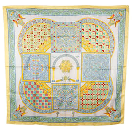 Foulard in seta Hermès Carré 90 "CIELS BYZANTINS" Giallo