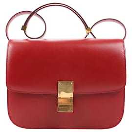 Céline Borsa a tracolla CELINE Classic Box Medium in pelle rossa