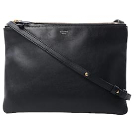 Borsa a tracolla Trio Large in pelle nera di Celine - Céline