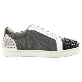 Sneakers casual Christian Louboutin Seavaste 2 Orlato in pelle con borchie, Grigio, Taglia 41 EU