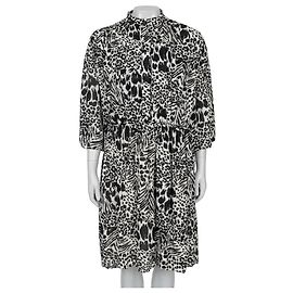 Louis Vuitton Plissiertes Seidenhemdkleid Schwarz & Weiß Größe 38 Gebraucht